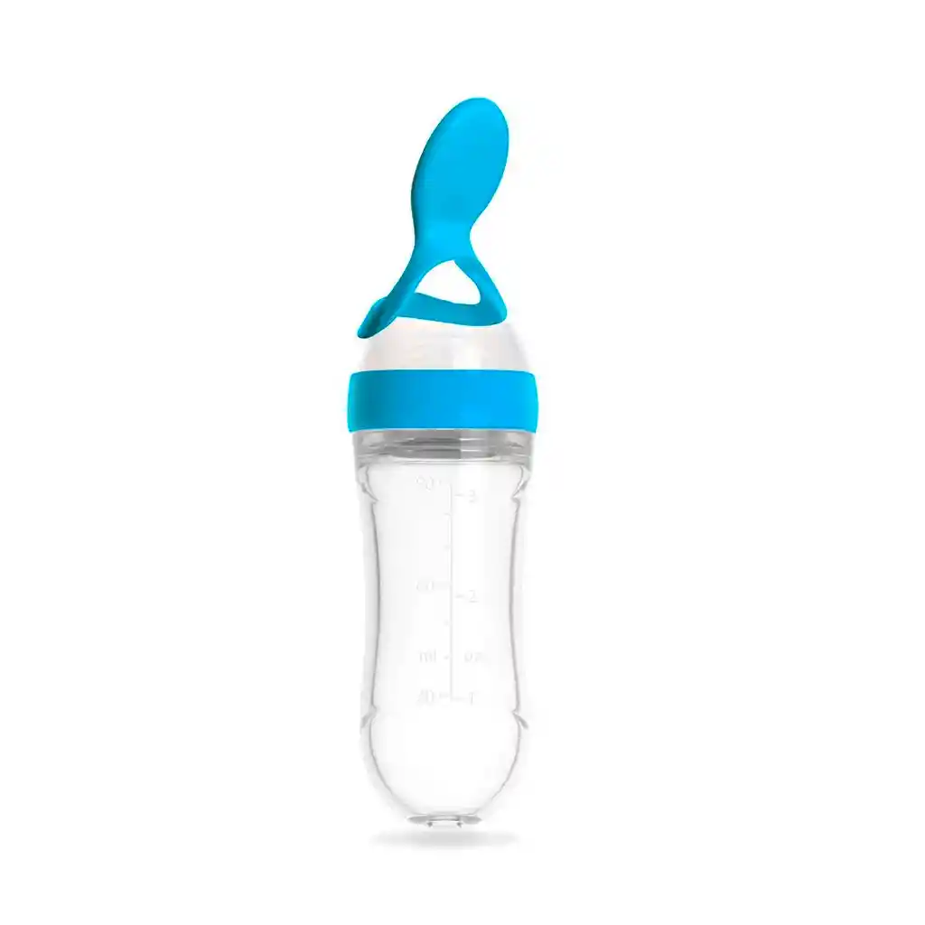 Tetero Cuchara Exprimible En Silicona Para Bebé Azul - Onlybaby