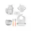 Set Vajilla Ardilla De 8pz En Silicona, Combo De Alimentación Complementaria Libres De Bpa Gris - Color Life