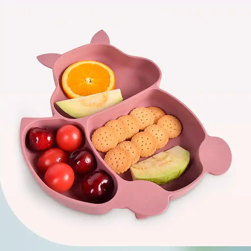 Set Vajilla Ardilla De 8pz En Silicona, Combo De Alimentación Complementaria Libres De Bpa Gris - Color Life