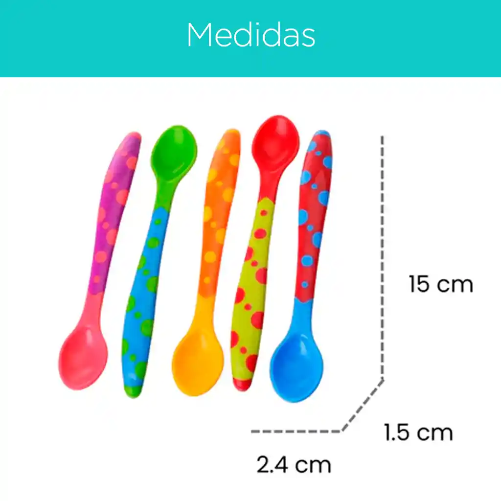 Juego De Cucharas X 5 Multicolor Y De Material Suave