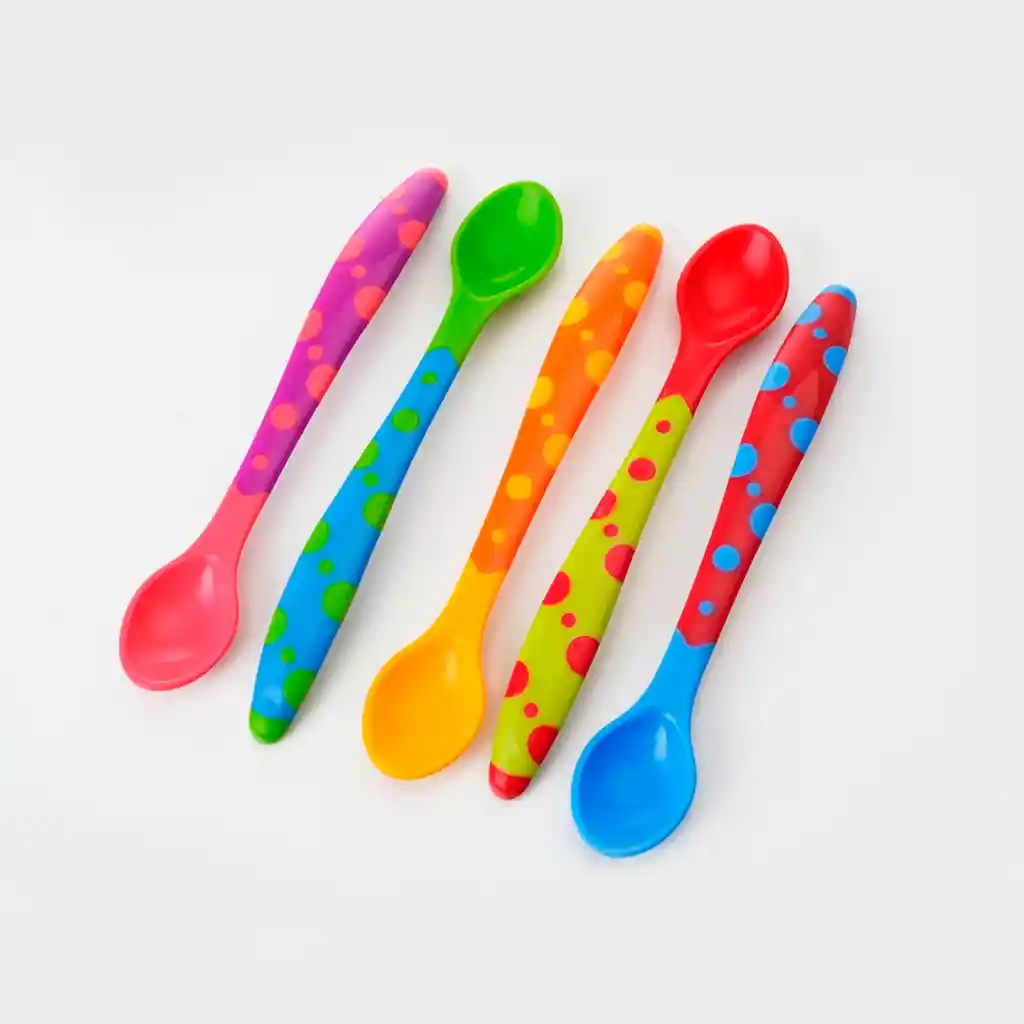 Juego De Cucharas X 5 Multicolor Y De Material Suave