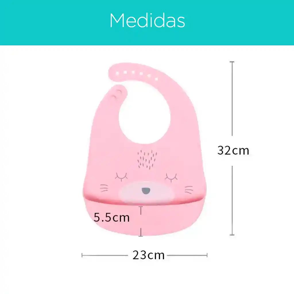 Babero Recolector Con Diseño De Oso Hecho En Silicona, Ajustable, Libre De Bpa Rosa