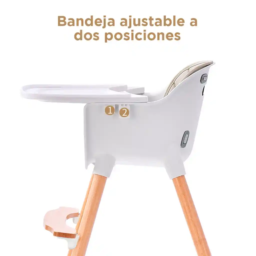 Silla Comedor Con Patas De Madera Para Bebé De 0 A 36 Meses, Reposapiés Y Dos Alturas Ajustables Celeste