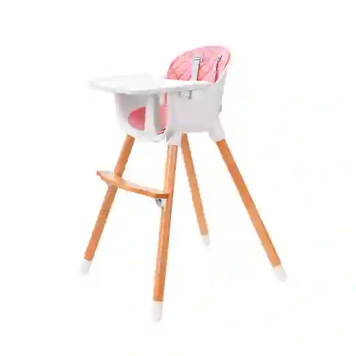 Silla Comedor Con Patas De Madera Para Bebé De 0 A 36 Meses, Reposapiés Y Dos Alturas Ajustables Rosa