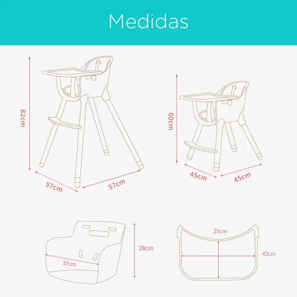 Silla Comedor Con Patas De Madera Para Bebé De 0 A 36 Meses, Reposapiés Y Dos Alturas Ajustables Rosa