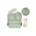 Vajilla En Set De 5 Piezas En Silicona, Cubiertos Con Mango De Madera, Libre De Pvc, Bpa Y Látex Gris - Colorlife