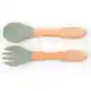 Vajilla En Set De 5 Piezas En Silicona, Cubiertos Con Mango De Madera, Libre De Pvc, Bpa Y Látex Gris - Colorlife