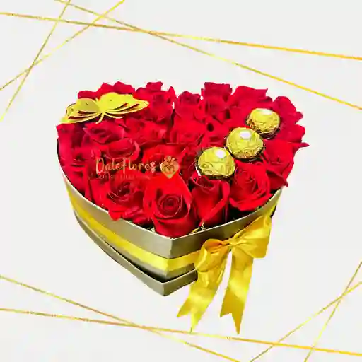 Caja Rosas Y Chocolates