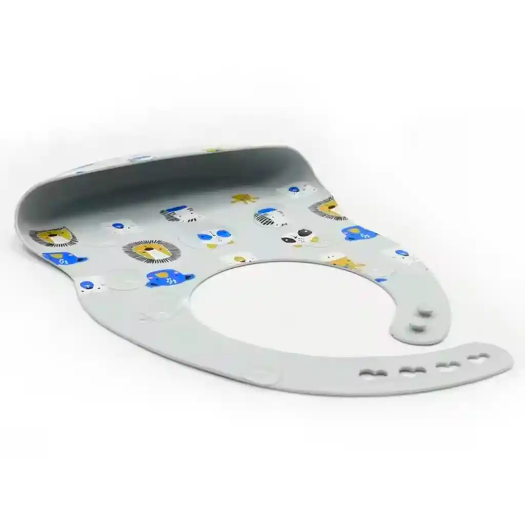 Babero Recolector Ajustable En Silicona, Grado Alimenticio Libre De Bpa, Con Diseño Estampado Salmón - Manzanas