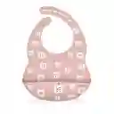 Babero Recolector Ajustable En Silicona, Grado Alimenticio Libre De Bpa, Con Diseño Estampado Salmón - Manzanas