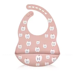 Babero Recolector Ajustable En Silicona, Grado Alimenticio Libre De Bpa, Con Diseño Estampado Salmón - Manzanas