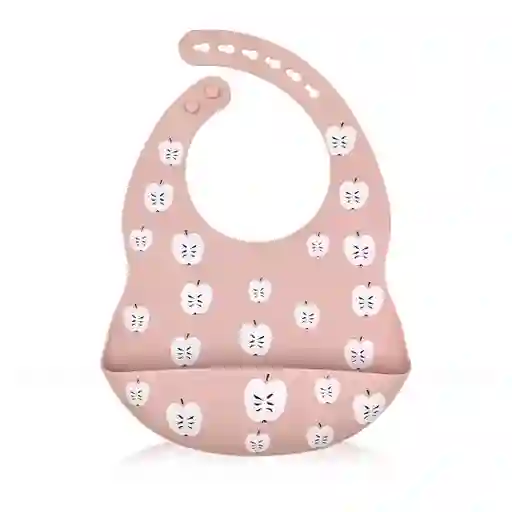 Babero Recolector Ajustable En Silicona, Grado Alimenticio Libre De Bpa, Con Diseño Estampado Salmón - Manzanas