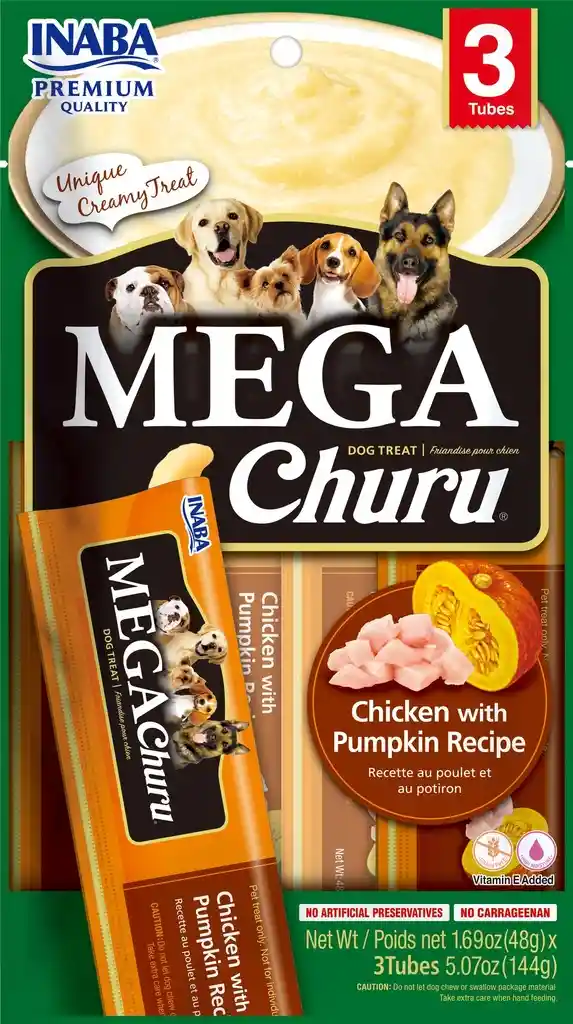 Inaba Dog Mega Churu Chicken With Pumpkin Recipe / Bolsa * 3 Unidades * 48 Gr