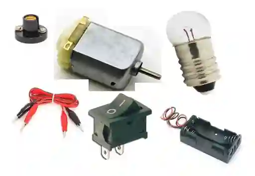 Motor 6v Dc Portapilas Roseta Bombillo Interruptor Caimanes