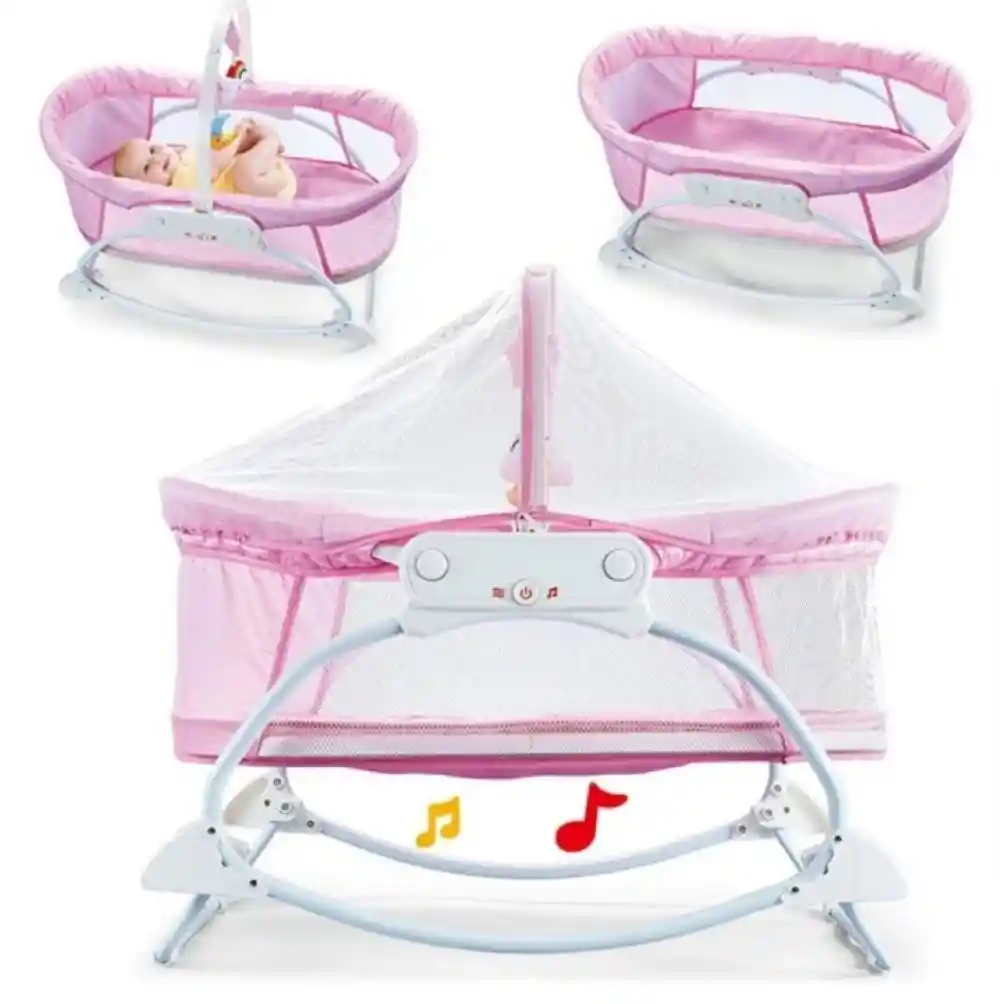 Silla Baby Moisés Mecedora Con Vibración Musical - Rosado