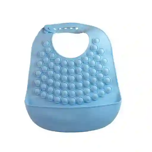 Babero De Silicona Estilo Pop-it Con Recolector, Ajustable Y Completamente Libre De Bpa Azul