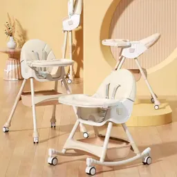 Silla Comedor De Lujo 3 En 1, Asiento Multifuncional Con Sistema De Plegado Y De Reclinado Khaki - Colorlife