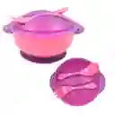 Set De Plato Con Cubiertos Con Base De Succión, Juego De Cuchara Y Tenedor Morado / Rosa - Onlybaby