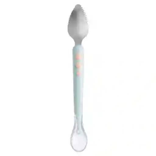 Cuchara Multipropósito De Doble Cabeza Una En Silicona Suave Y Otra Para Raspar Frutas Azul - Onlybaby