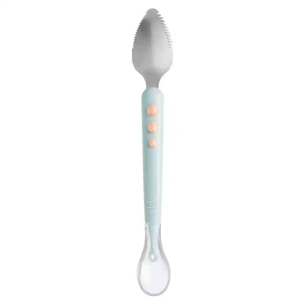 Cuchara Multipropósito De Doble Cabeza Una En Silicona Suave Y Otra Para Raspar Frutas Azul - Onlybaby