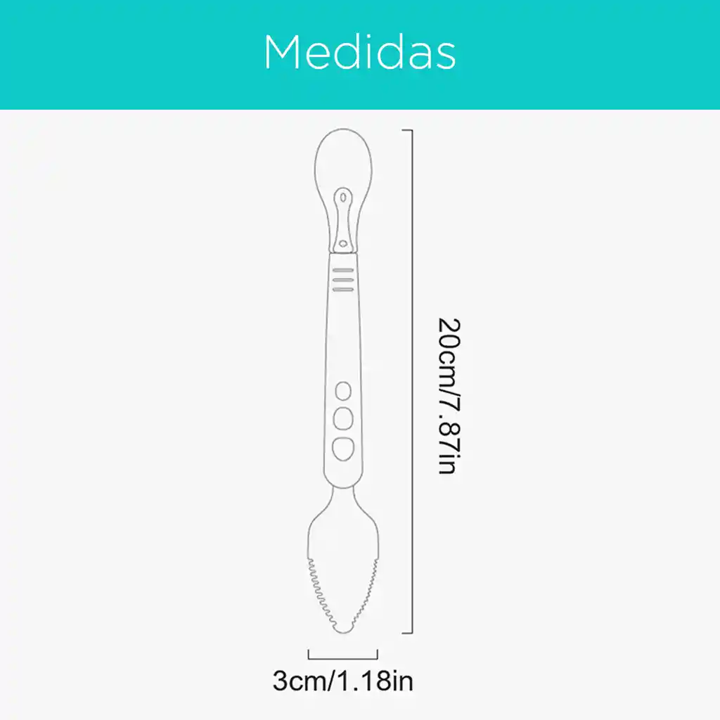 Cuchara Multipropósito De Doble Cabeza Una En Silicona Suave Y Otra Para Raspar Frutas Azul - Onlybaby