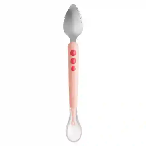 Cuchara Multipropósito De Doble Cabeza Una En Silicona Suave Y Otra Para Raspar Frutas Rosa - Onlybaby