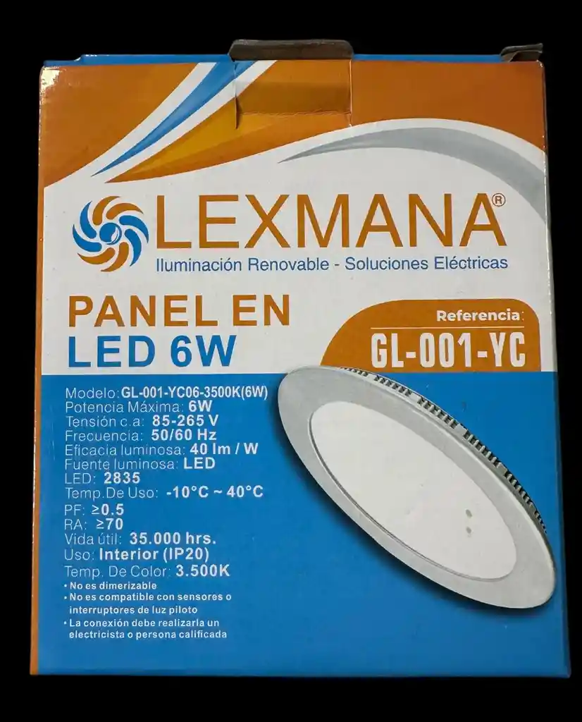 Panel Led (6w) Redondo Incrustar Luz Blanca