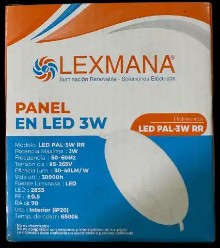 Panel Led (3w) Redondo Incrustar Luz Blanca