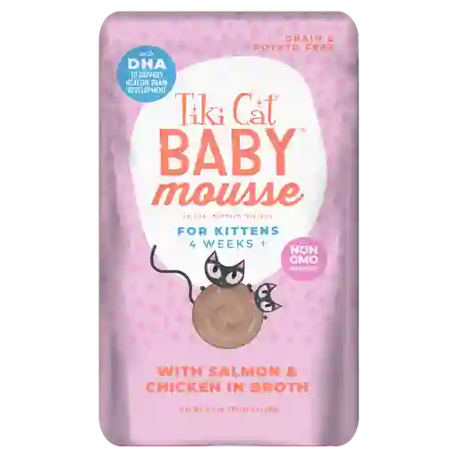 Alimento Tiki Cat Baby Mousse Pollo Y Salmón 68gr Pouch