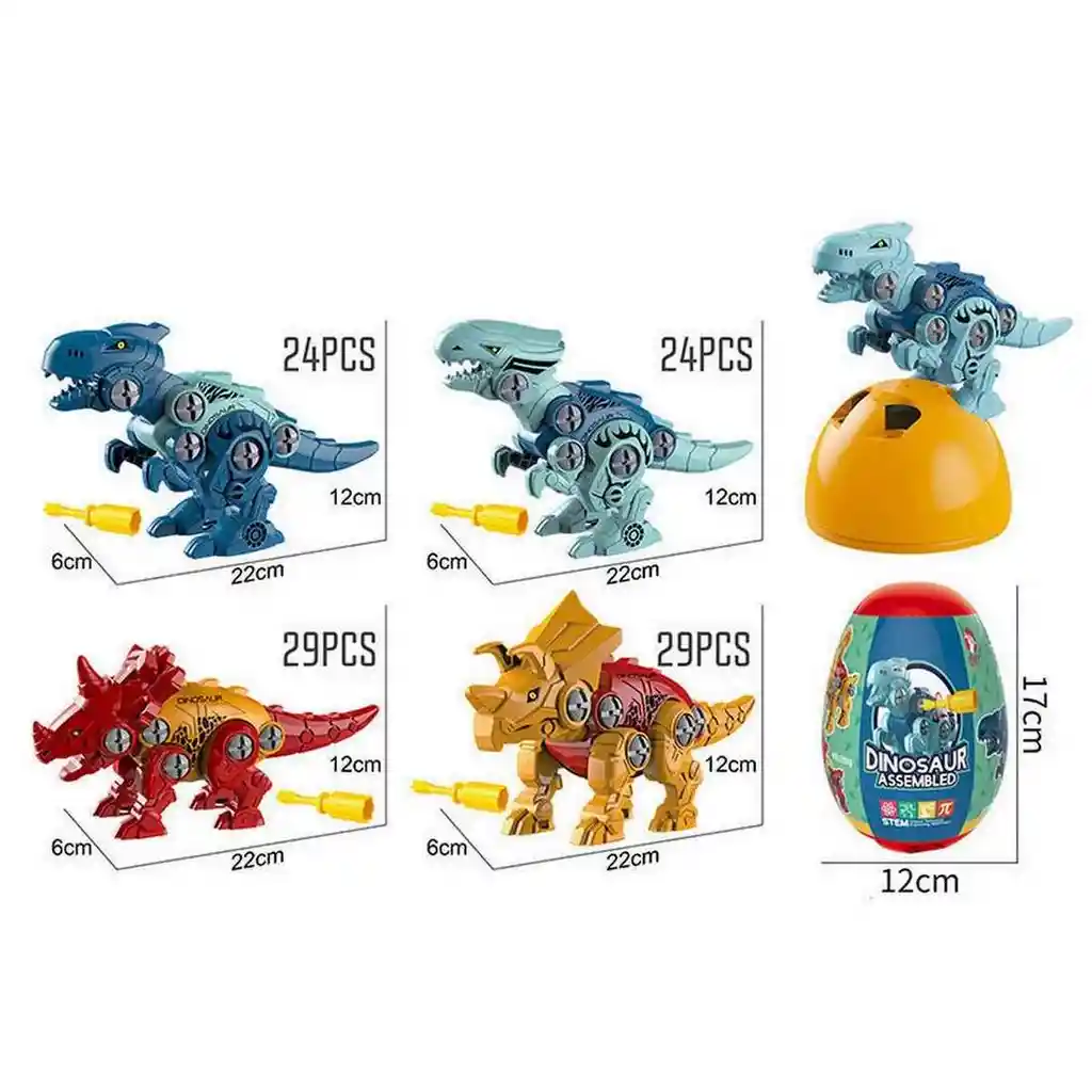 Dinosaurio Rex Tricerapto Armable Juguete Huevo Sorpresa X 1