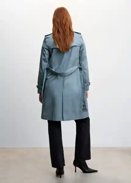 Gabardina Trench Polana Azul Talla 25 Mujer Mango