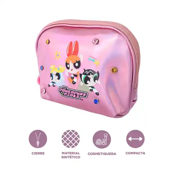 Cosmetiquera Metalizada Las Chicas Superpoderosas Rosa Miniso
