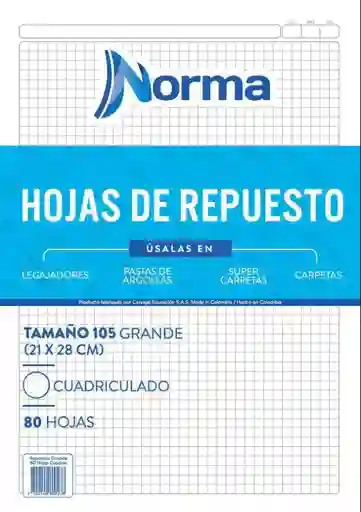 Hojas De Repuesto Para Folder Tamaño Carta Cuadriculado Norma