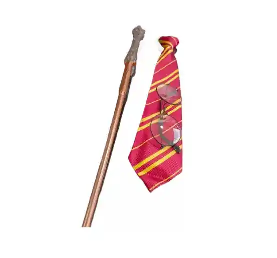 Kit Harry Potter Barita, Corbata, Gafas Cosplay Mago Disfraz Halloween