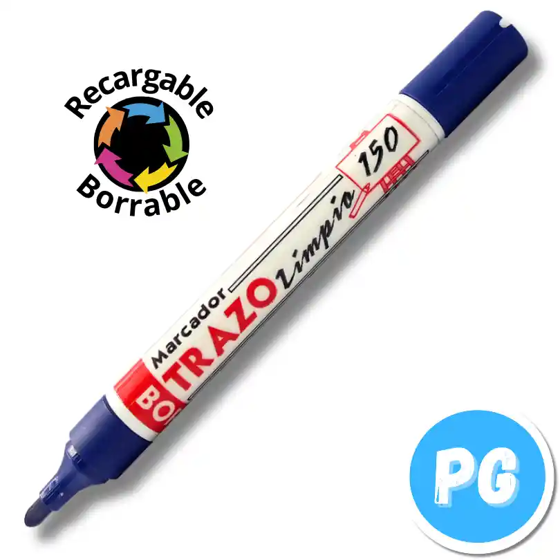 Marcador Borrable Recargable Trazo Azul Rey Cuerpo Plastico Punta Redonda