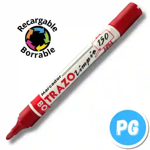 Marcador Borrable Recargable Trazo Rojo Cuerpo Plastico Punta Redonda