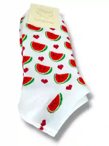 Medias Taloneras Con Estampado De Sandia