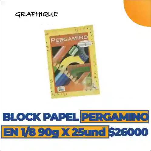 Block Papel Pergamino En 1/8 De 90g X 25 Unds