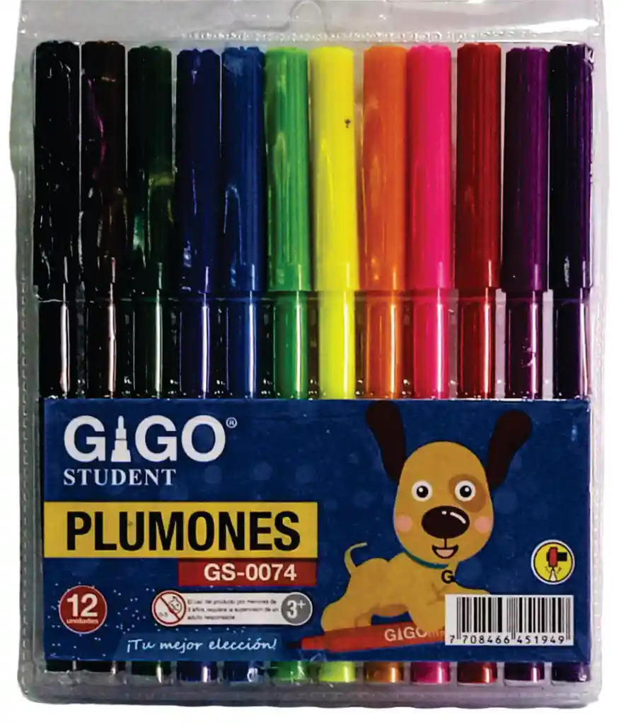 Plumones Marcadores Lavables Estuche X 12und