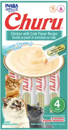 Snack Churu Gatos Sabor Pollo Y Cangrejo (chicken With Crab Flavor) X 4 Unidades