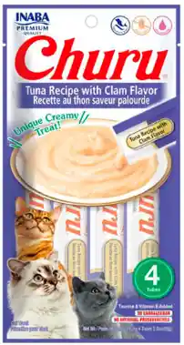 Snack Churu Gatos Sabor Atún Y Almejas (tuna Recipe With Clam Flavor) X 4 Unidades