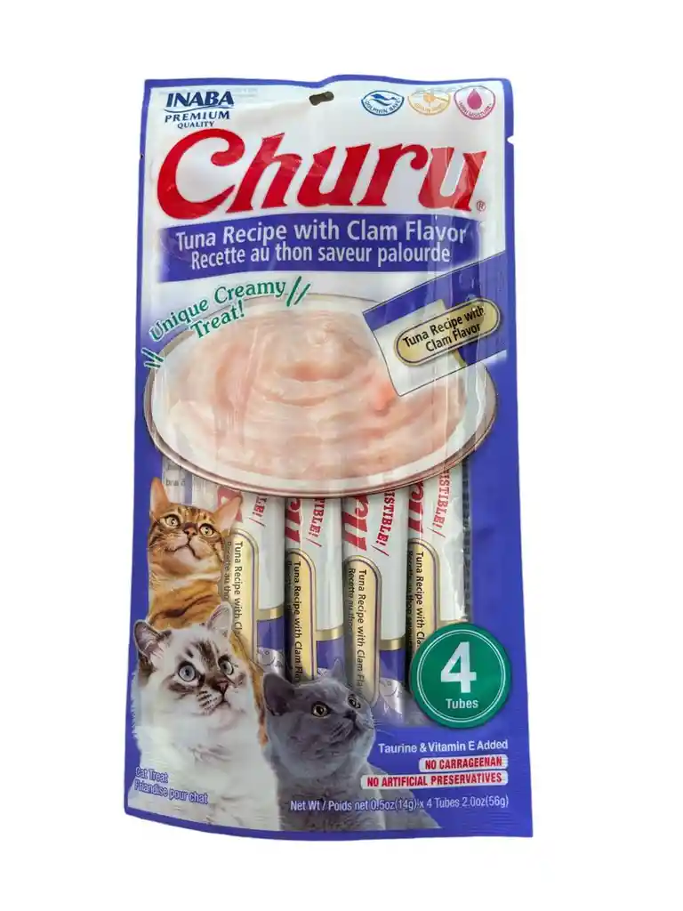 Snack Churu Gatos Sabor Atún Y Almejas (tuna Recipe With Clam Flavor) X 4 Unidades