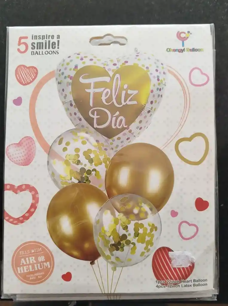 Globo Feliz Día Corazon V2 X 5 Piezas