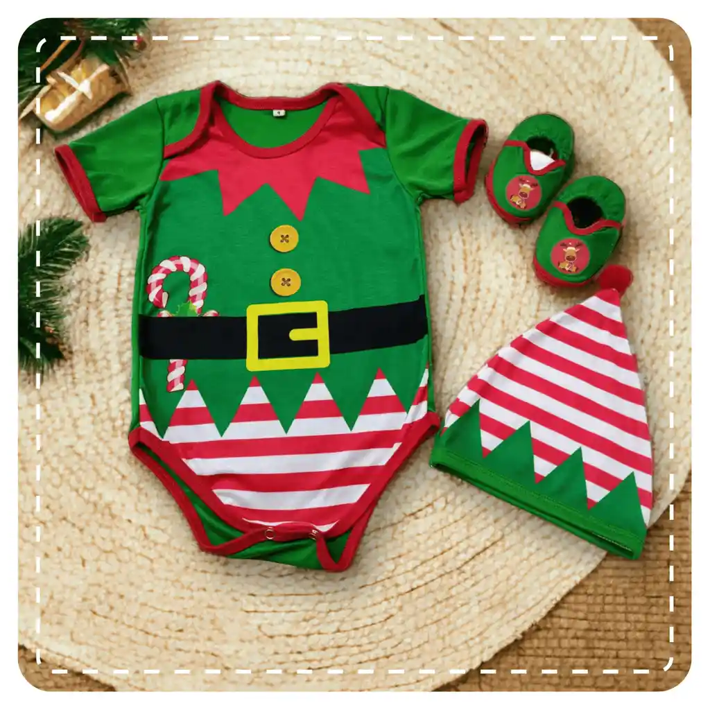 Set Body Duende Navidad Bebe 3-6m