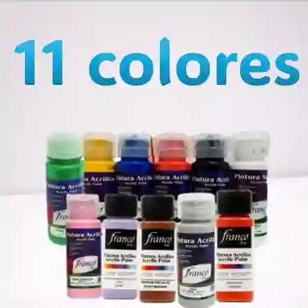 Combo Pintura Acrilica Franco Arte X 11 Pinturas