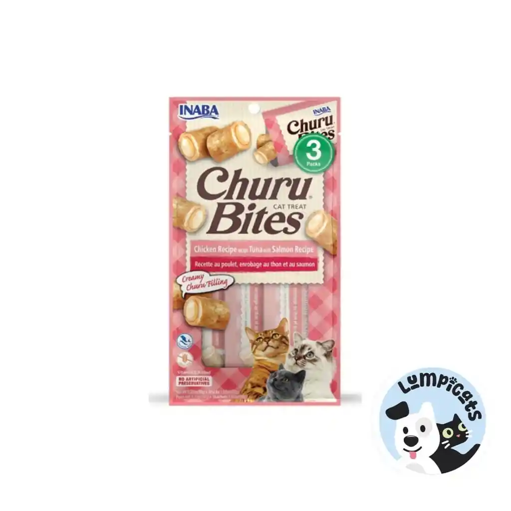 Inaba Cat Snack Churu - Bocados De Receta De Pollo Envueltos En Atún Con Receta De Salmón.