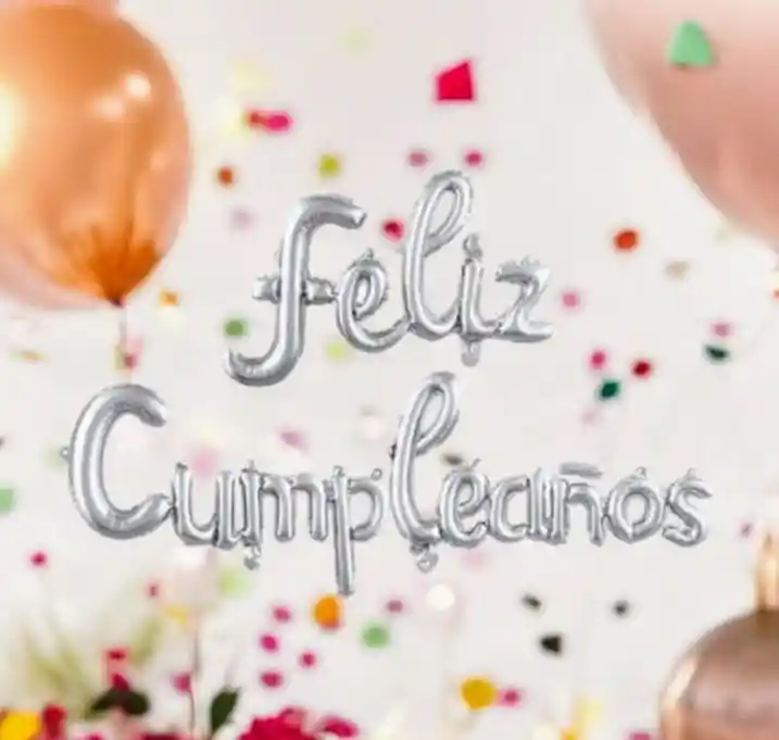 Globo Metalizado Letra Cursiva Feliz Cumpleaños (plateado)