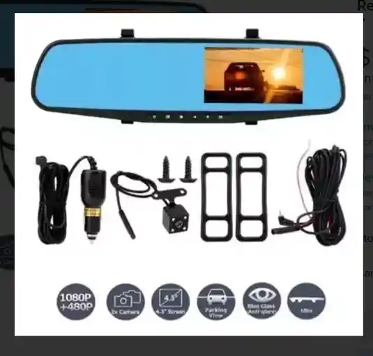 Espejo Retrovisor Camara Reversa Doble Dvr Pant Tactil 7"