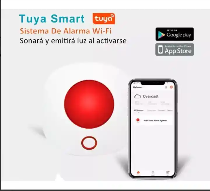 Sirena Luz Estroboscopica Inalambrica Wifi Bateria App Tuya