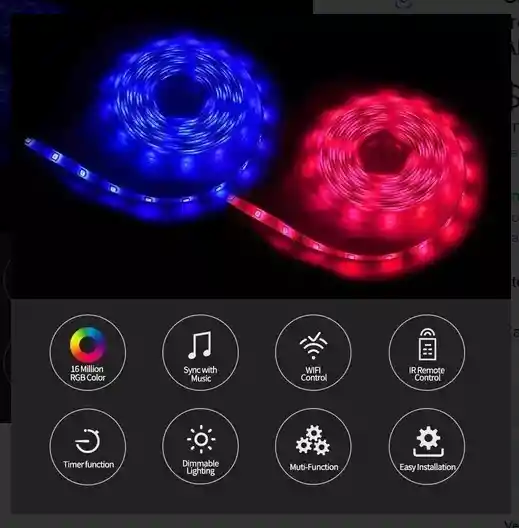 Cinta De Luz Led Rgb 10 Metros Tira Led + Control Wifi Alexa